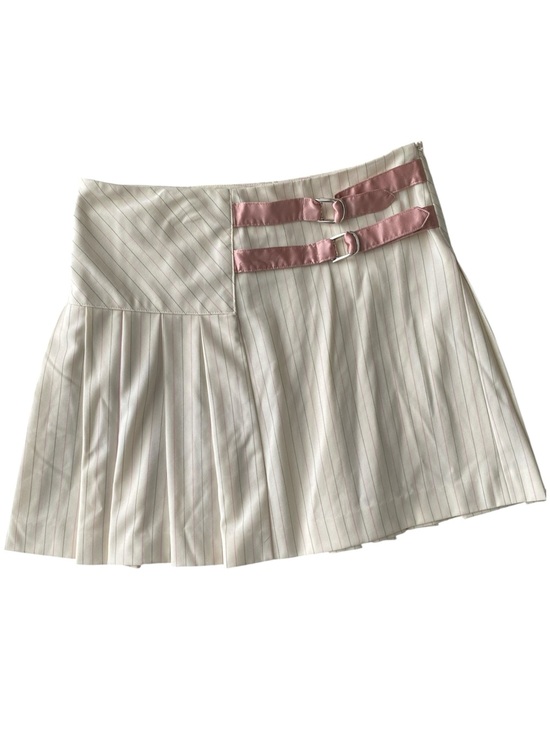 Diane Von Furstenberg Dresses & Skirts - Diane Von furstenburg Cream Pleated Mini Skirt with Pink Buckle Straps
